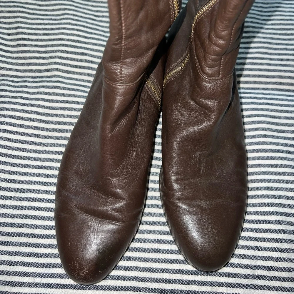 Michael Kors Dark Brown Leather Knee High Equestrian Riding Boots 9.5